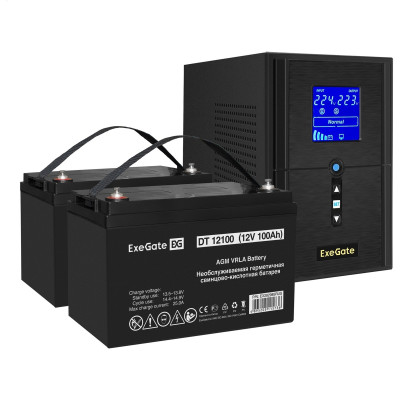 Комплект EXEGATE ИБП EX295988RUS + батарея 100Aч EX282985RUS 2шт